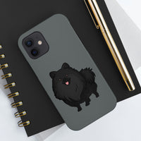 Black Pomeranian Tough Phone Cases, Case-Mate, iPhone, Impact Resistant, Glossy Finish, Wireless Charging, FREE Shipping, Made in USA!!