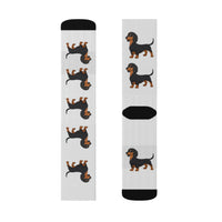 Dachshund Sublimation Socks, 3 Sizes, Polyester/Acrylic/Nylon/Spandex, FREE Shipping, Made in USA!!