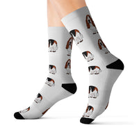 Basset Hound Sublimation Socks, 3 Sizes, 95% Polyester, 5% Spandex, FREE Shipping, Made in USA!!