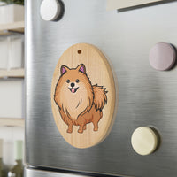 Pomeranian Wooden Ornaments, 6 Shapes, Solid Wood, Magnetic Back, Red Ribbon, FREE Shipping, Made in USA!!