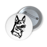 German Shepherd Custom Pin Buttons, 3 Sizes, Safety Pin Back, FREE Shipping, Made in USA!!