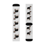 Australian Shepherd Sublimation Socks, 3 Sizes, 60% Polyester, Ribbed Tube, Cushioned Bottoms, FREE Shipping, Made in USA!!