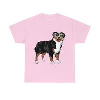 Australian Shepherd Unisex Heavy Cotton Tee, S-5XL, 12 Colors, 100% Cotton, Light Fabric, FREE Shipping, Made in USA!!