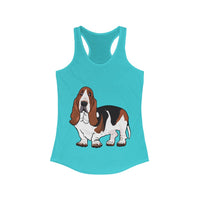 Basset Hound Women's Ideal Racerback Tank, XS - 2XL, 15 Colors, Cotton & Polyester, Free Shipping, Made In Usa!!