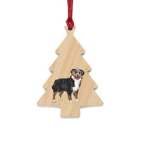 Australian Shepherd Wooden Ornaments, 6 Shapes, Solid Wood, Magnetic Back, Includes Red Ribbon, FREE Shipping, Made in USA!!