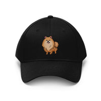 Pomeranian Unisex Twill Hat, Cotton Twill, Adjustable Velcro Enclosure, FREE Shipping, Made in USA!!