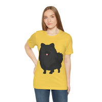 Black Pomeranian Unisex Jersey Short Sleeve Tee, S - 3XL, 16 Colors, Cotton, Light Fabric, FREE Shipping, Made in USA!!