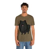 Black Pomeranian Unisex Jersey Short Sleeve Tee, S - 3XL, 16 Colors, Cotton, Light Fabric, FREE Shipping, Made in USA!!
