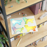 Golden Retriever Sticker Sheets, 2 Image Sizes, 3 Image Surfaces, Water Resistant Vinyl, FREE Shipping, Made in USA!!