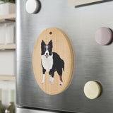 Border Collie Wooden Ornaments, Custom, Personalized, Magnetic Back, Red Ribbon, 6 Shapes, FREE Shipping, Made in the USA!!