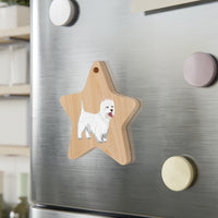West Highland White Terrier Wooden Ornaments, 6 Shapes, Solid Wood, Magnetic Back, FREE Shipping, Made in USA!!
