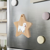 West Highland White Terrier Wooden Ornaments, 6 Shapes, Solid Wood, Magnetic Back, FREE Shipping, Made in USA!!
