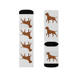 Rhodesian Ridgeback Sublimation Socks, 3 Sizes, Polyester/Spandex, Cushioned Bottoms, FREE Shipping, Made in USA!!