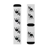 Boston Terrier Sublimation Socks, 3 Sizes, Polyester/Spandex, FREE Shipping, Made in USA!!