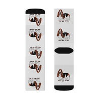 Basset Hound Sublimation Socks, 3 Sizes, 95% Polyester, 5% Spandex, FREE Shipping, Made in USA!!