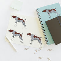 German Shorthaired Pointer Sticker Sheets, 2 Image Sizes, 3 Image Surfaces, Water Resistant Vinyl, FREE Shipping, Made in USA!!