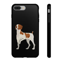 Brittany Dog Tough Cell Phone Cases, Dual Layer Case, Impact Resistant Outer Shell, Clear, Open Ports, Samsung & iPhone, Made in the USA!!