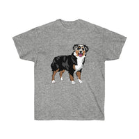 Australian Shepherd Unisex Ultra Cotton Tee, S-5XL, 15 Colors, 100% Cotton, Medium Fabric, FREE Shipping, Made in USA!!