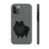 Black Pomeranian Tough Phone Cases, Case-Mate, iPhone, Impact Resistant, Glossy Finish, Wireless Charging, FREE Shipping, Made in USA!!