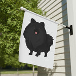 Black Pomeranian Garden & House Banner; Double Print; 2 Sizes, Poly Poplin Canvas; FREE Shipping, Made in USA!!