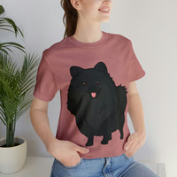 Black Pomeranian Unisex Jersey Short Sleeve Tee, S - 3XL, 16 Colors, Cotton, Light Fabric, FREE Shipping, Made in USA!!