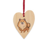 Pomeranian Wooden Ornaments, 6 Shapes, Solid Wood, Magnetic Back, Red Ribbon, FREE Shipping, Made in USA!!