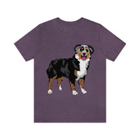 Australian Shepherd Unisex Jersey Short Sleeve Tee, XS-3XL, 14 Colors, Soft Cotton, Light Fabric, FREE Shipping, Made in USA!!