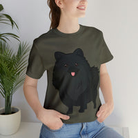 Black Pomeranian Unisex Jersey Short Sleeve Tee, S - 3XL, 16 Colors, Cotton, Light Fabric, FREE Shipping, Made in USA!!