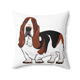 Basset Hound Spun Polyester Square Pillow, Indoor Use, Polyester Cover & Pillow, 4 Sizes, FREE Shipping, Made in USA!!