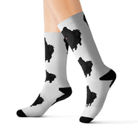 Black Pomeranian Sublimation Socks; 3 Sizes; Polyester/Spandex;