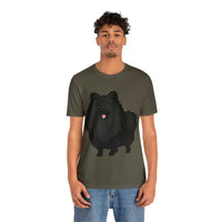 Black Pomeranian Unisex Jersey Short Sleeve Tee, S - 3XL, 16 Colors, Cotton, Light Fabric, FREE Shipping, Made in USA!!