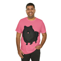 Black Pomeranian Unisex Jersey Short Sleeve Tee, S - 3XL, 16 Colors, Cotton, Light Fabric, FREE Shipping, Made in USA!!