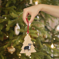 Australian Shepherd Wooden Ornaments, 6 Shapes, Solid Wood, Magnetic Back, Includes Red Ribbon, FREE Shipping, Made in USA!!