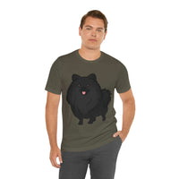Black Pomeranian Unisex Jersey Short Sleeve Tee, S - 3XL, 16 Colors, Cotton, Light Fabric, FREE Shipping, Made in USA!!