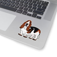 Basset Hound Kiss-Cut Stickers, 4 Sizes, White or Transparent, FREE Shipping, Made in USA!!