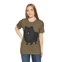 Black Pomeranian Unisex Jersey Short Sleeve Tee, S - 3XL, 16 Colors, Cotton, Light Fabric, FREE Shipping, Made in USA!!
