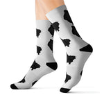 Black Pomeranian Sublimation Socks; 3 Sizes; Polyester/Spandex;