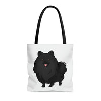 Black Pomeranian Tote Bag, 3 Sizes, Polyester, Boxed Corners, Cotton Handles, FREE Shipping, Made in USA!!