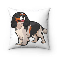 Tricolor Cavalier King Charles Spaniel Spun Polyester Square Pillow