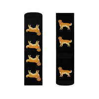 Golden Retriever Sublimation Socks, 3 Sizes, Polyester/Spandex, Ribbed Tube, Cushioned Bottoms, FREE Shipping, Made in USA!!