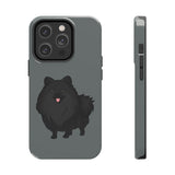 Black Pomeranian Tough Phone Cases, Case-Mate, iPhone, Impact Resistant, Glossy Finish, Wireless Charging, FREE Shipping, Made in USA!!