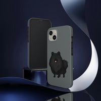 Black Pomeranian Tough Phone Cases, Case-Mate, iPhone, Impact Resistant, Glossy Finish, Wireless Charging, FREE Shipping, Made in USA!!