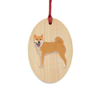 Shiba Inu Wooden Ornaments, 6 Shapes, Solid Wood, Magnetic Back, Comes with Red Ribbon, FREE Shipping, Made in USA!!