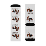 Basset Hound Sublimation Socks, 3 Sizes, 95% Polyester, 5% Spandex, FREE Shipping, Made in USA!!