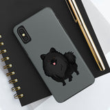 Black Pomeranian Tough Phone Cases, Case-Mate, iPhone, Impact Resistant, Glossy Finish, Wireless Charging, FREE Shipping, Made in USA!!