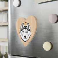 Siberian Husky Wooden Ornaments, 6 Shapes, Solid Wood, Magnetic Back, Red Ribbon Included, FREE Shipping, Made in USA!!