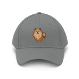 Pomeranian Unisex Twill Hat, Cotton Twill, Adjustable Velcro Enclosure, FREE Shipping, Made in USA!!