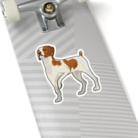Brittany Dog Kiss-Cut Stickers, 4 Sizes, White or Transparent Background