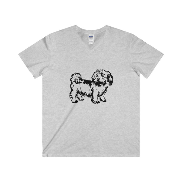 Shih Tzu Men's Fitted V-Neck Short Sleeve Tee