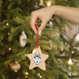 Siberian Husky Wooden Ornaments, 6 Shapes, Solid Wood, Magnetic Back, Red Ribbon Included, FREE Shipping, Made in USA!!